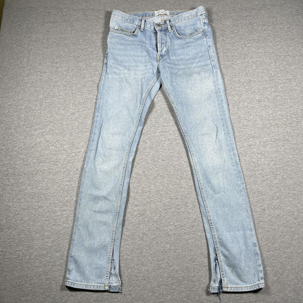 Sandro etroit Jeans Womens 27 Blue Straight Slim Mid Rise Light Wash Button Fly